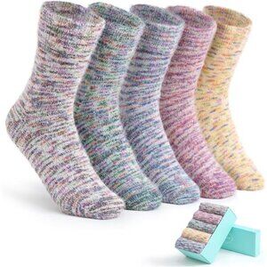 New 5 Pairs Fuzzy Soft Cozy Comfortable Socks for Women, Casual Sleep Comfy Sock